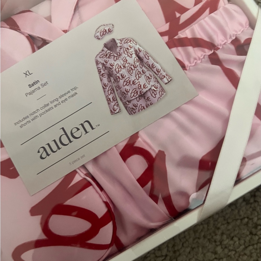 Auden womens Red and Pink Satin Pajama Set